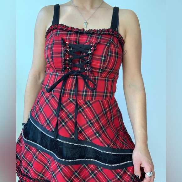 Hell Bunny red and black tartan dress - Picture 3 of 5
